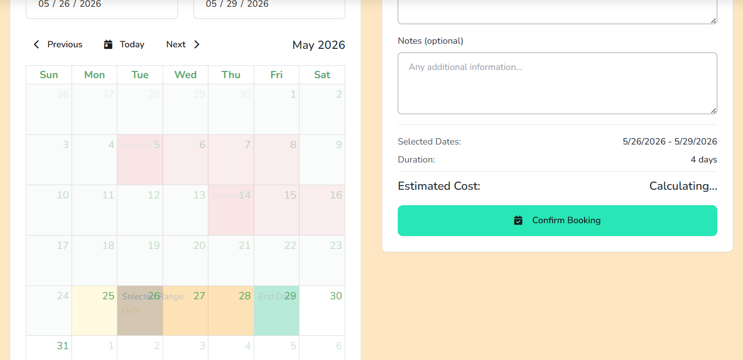 Admin list of incoming and outgoing resource bookings